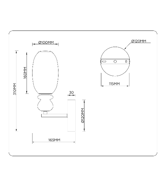 Настенный светильник Ambrella light LH53148 BK/FR черный/белый 6W 3000K 100*165*310