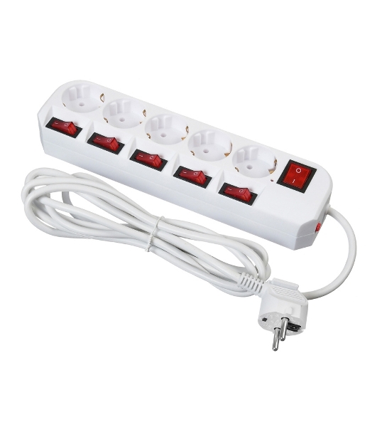 Сетевой фильтр Buro 500SH-3-SW-W 3 м, 5 розеток, белый, коробка