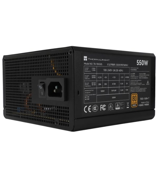 Блок питания Thermalright TR-TB550S, 550W 80+ Bronze (ATX, 3, Non-modular, 1x24(20+4)pin 550мм, 1xCPU*2 8(4+4)pin 600+150мм, 1xPCIe 8(6+2)pin 450мм, 1xSATA*3+MOLEX4pin*1 400+150+150+150мм, 1xSATA*2+MOLEX4pin*2 400+150+150+150мм, Active, 120x120мм, 150x140x86mm, APFC, )