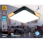Потолочный светодиодный светильник Ambrella light FZ1316 BK/LW черный/светлое дерево 36W 5000K 400*400*50 (без ПДУ), фото 1