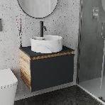 Комплект: тумба Bau Dream Blackwood графит 60, 1 ящик, раковина круглая накладная BAU Element D41, мрамор, смеситель Hotel Dream Black, черный матовый, фото8
