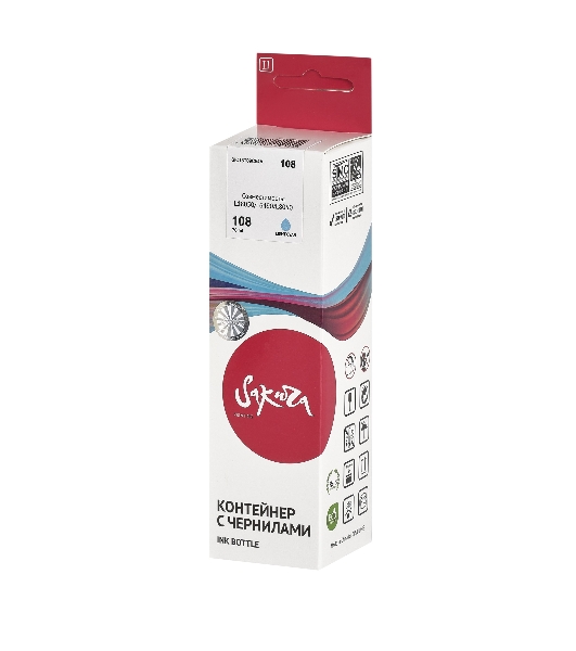 Контейнер с чернилами Sakura C13T09C54A (108 LC) для Epson, светло-голубой, 70 мл.