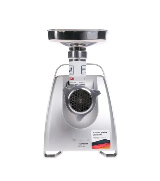 Мясорубка электрическая Bosch MFW68640 черный, 2200 Вт, 4.3 кг/мин, реверс, металлический лоток, насадки - 5