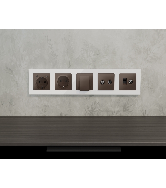 Комплект механизма розетки TV оконечной + SAT 5-862MHz 3.5dB/950-2150MHz 3.5dB ALFA Темная бронза матовый QUANT (AP6433, VM217) MA643310