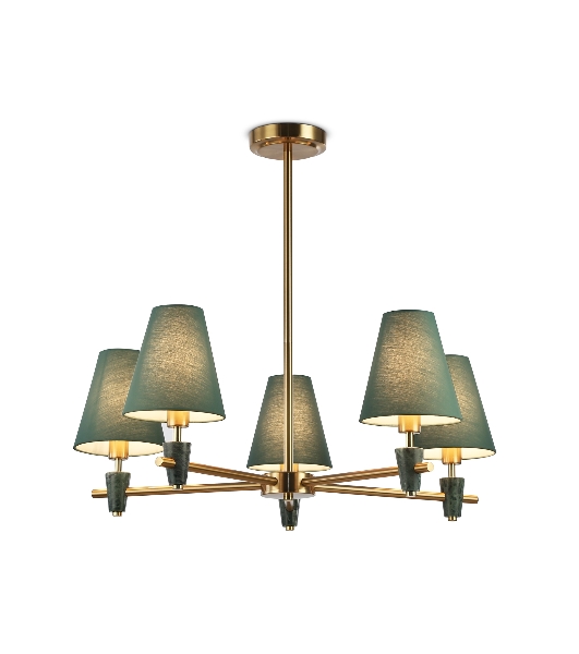Люстра Ambrella light LH75051/5 BS/GN латунь/зеленый E14*5 max 40W D700*580