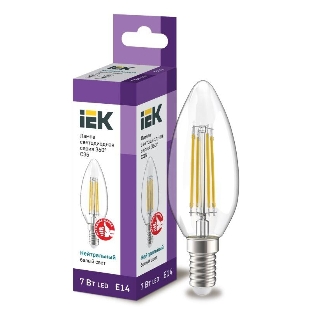 Лампа cветодиодная LED C35 IEK LLF-C35-7-230-40-E14-CL свеча прозр. 7Вт 230В 4000К E14 серия 360°