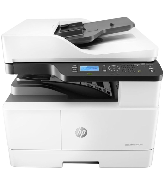 МФУ лазерное HP LaserJet MFP M443nda (8AF72A), A3, ч/б, печ. до 25 стр/мин. (А4) до 13 стр/мин. (А3), скан. до 21 стр/мин., 1200 x 1200 dpi (печать) 600x600dpi (скан.), USB, RJ-45