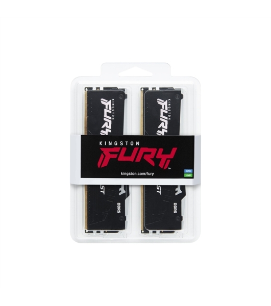 Оперативная память Kingston Fury Beast, DDR5, 64GB (2x32GB), 5600MHz, CL40, DIMM, с радиатором, RGB, черный