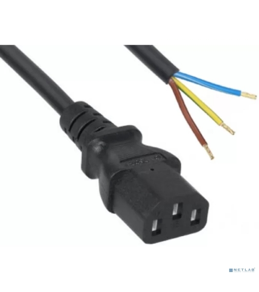Кабель питания Filum FL-PC-C13-C2-1.8-BK ПВС-ВП 3x1.5 С13 - свободный конец, 220/250В, 10А, чёрный, 1.8м
