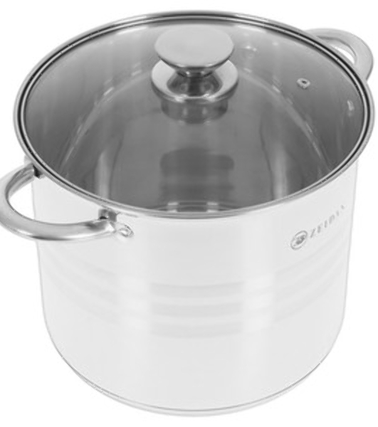 Кастрюля Zeidan Z-50291 5,0 л со сливом - 5.0 л (O22 см), нерж. сталь, внутренняя – матовая полировка, снаружи - комбинированная полировка, шкала литража, стеклянная крышка со сливом, 3-х СЛОЙНОЕ КАПСУЛИРОВАННОЕ ДНО. Подарочная упаковка с пластиковой ручкой.