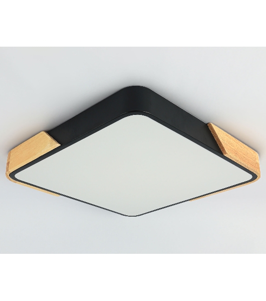 Потолочный светодиодный светильник Ambrella light FZ1317 BK/LW черный/светлое дерево 45W 5000K 500*500*50 (без ПДУ)
