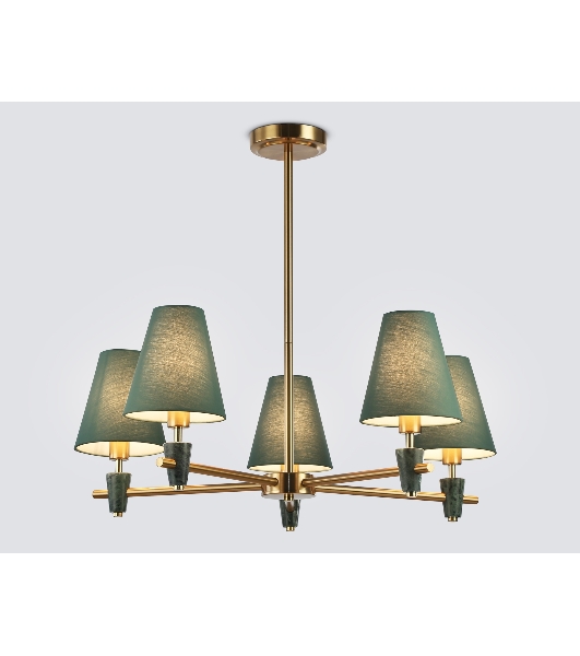 Люстра Ambrella light LH75051/5 BS/GN латунь/зеленый E14*5 max 40W D700*580