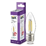 Лампа светодиодная IEK LLF-C35-7-230-40-E27-CL филаментная 360° 7Вт C35 свеча 4000К E27 230В прозр., фото 1