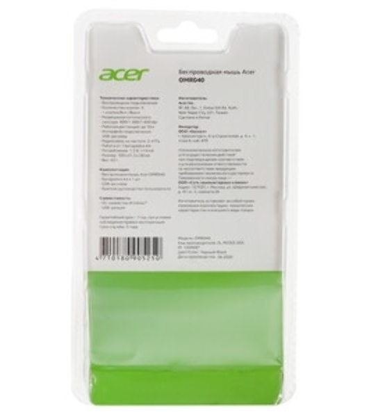 Мышь беспроводная Acer OMR040 черный, 1600 dpi, радиоканал, USB, кнопки - 6