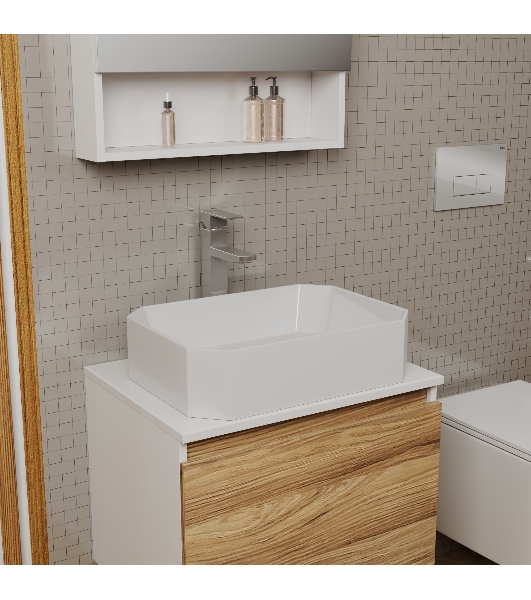 Раковина санфаянс накладная прямоугольная BAU Hotel 51х37, белая