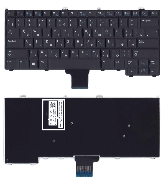 Клавиатура для ноутбука Dell Latitude E7440 черная без подсветки и без указателя