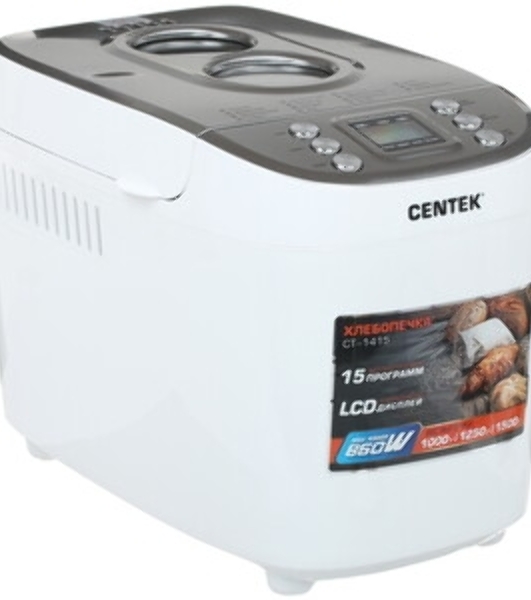 Хлебопечка Centek CT-1415 белый/серебристый, 860 Вт, 1.5 кг, 15 программ