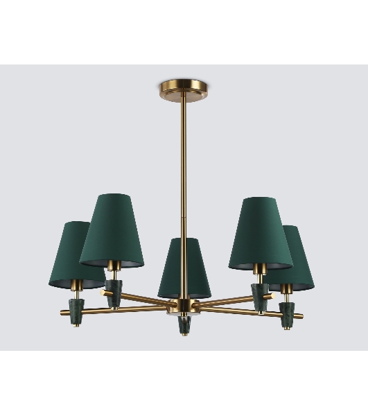 Люстра Ambrella light LH75051/5 BS/GN латунь/зеленый E14*5 max 40W D700*580