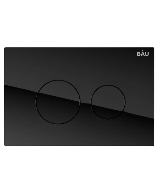 Комплект BAU 6 в 1: рамная инсталляция, унитаз подвесной безободковый Bau Dream 53, сиденье дюропласт микролифт, кнопка смыва из стекла BAU Dream дизайнерская, черная
