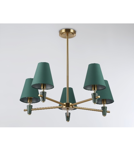 Люстра Ambrella light LH75051/5 BS/GN латунь/зеленый E14*5 max 40W D700*580