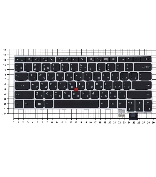 Клавиатура для ноутбука Lenovo Thinkpad T460S T470S черная с серебристой рамкой