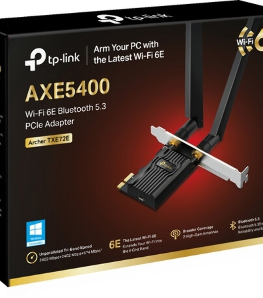 Трехдиапазонный беспроводной PCI Express-адаптер TP-Link Archer TXE72E AXE5400 Wi-Fi 6E с поддержкой Bluetooth 5.3