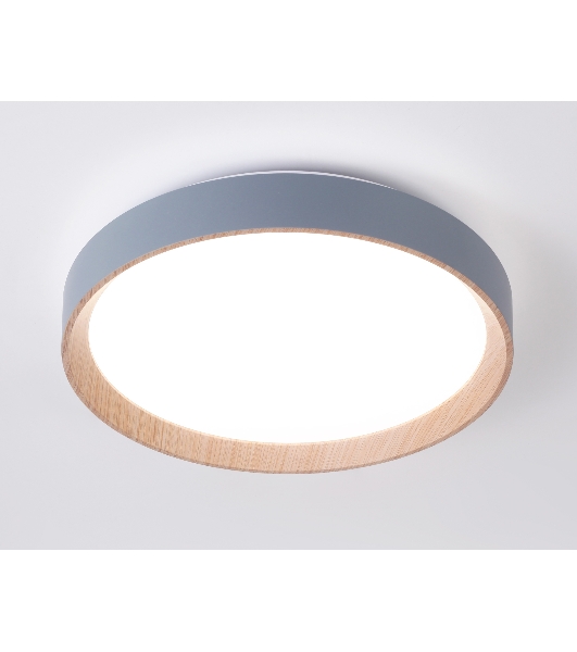 Потолочный светодиодный светильник Ambrella light FZ1320 GR/LWD серый/светлое дерево IP20 41W 3000-6400K D390*70 (ПДУ ИК)