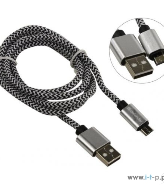 Кабель Defender USB08-03T PRO USB2.0 белый, AM-MicroBM, 1m, 2.1A