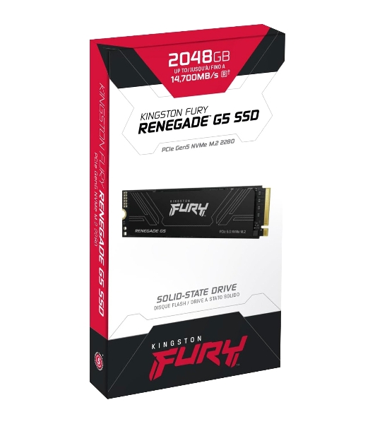 Накопитель SSD Kingston Fury Renegade, 2Tb, M.2(22x80мм), NVMe, PCIe 5.0 x4, 3D TLC, R/W 14700/14000Mb/s, IOPs 2 200 000/2 200 000, TbW 2000, DWPD 0.5 (12 мес)