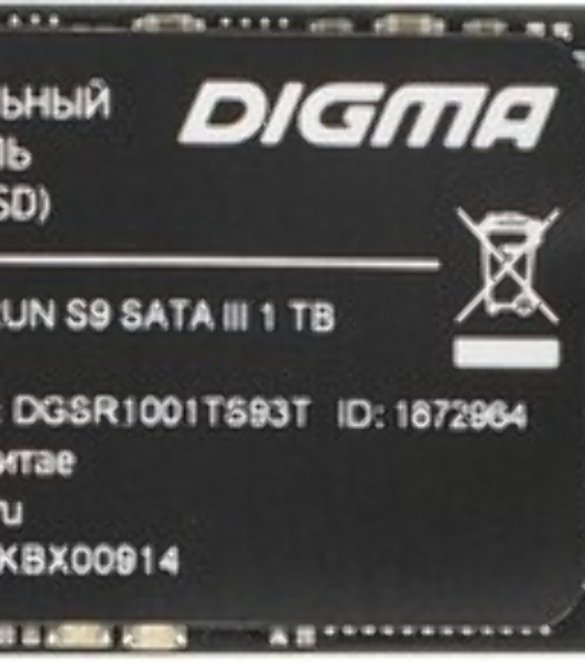 Накопитель SSD Digma Run S9, 1Tb, SATA III, 2.5', без NVMe, R/W 530/495