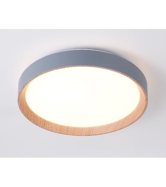 Потолочный светодиодный светильник Ambrella light FZ1320 GR/LWD серый/светлое дерево IP20 41W 3000-6400K D390*70 (ПДУ ИК)