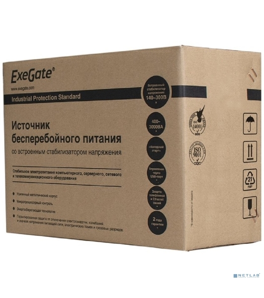 Источник бесперебойного питания ExeGate EP285519RUS SpecialPro Smart LLB-2000.LCD.AVR.EURO.RJ.USB 2000VA/1200W, LCD, AVR, 4 евророзетки, RJ45/11, USB, черный