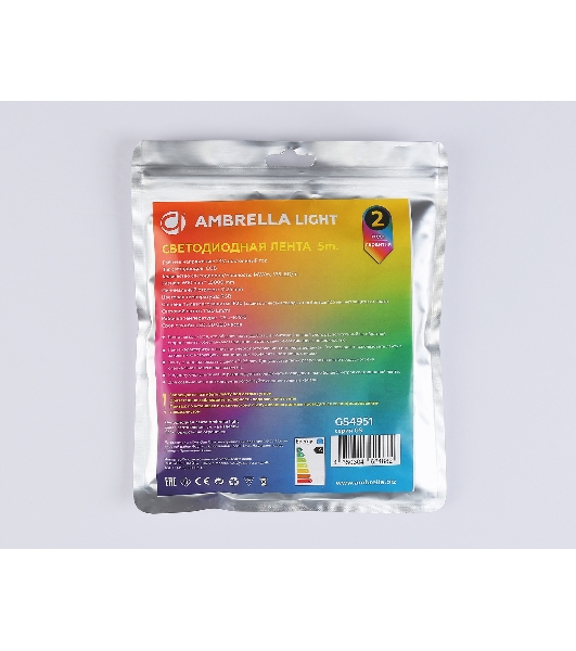 Светодиодная лента Ambrella light GS4951 COB 576Led/ 14W m/ 24V IP20 RGB/ 5m*10mm*3mm (4 конт.)