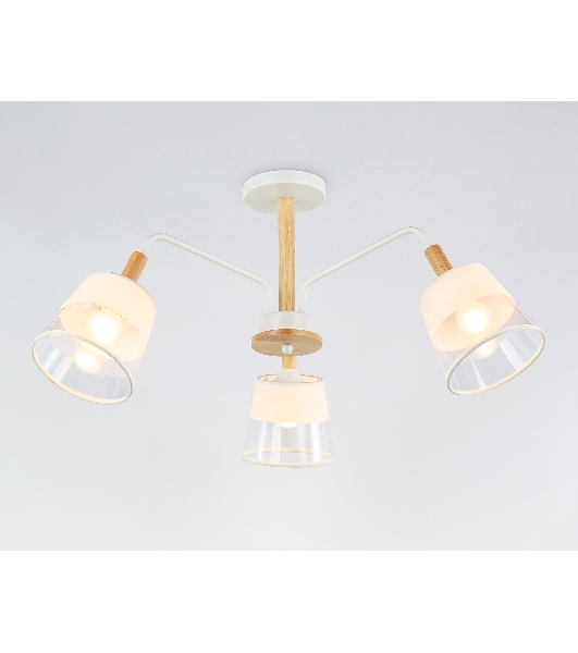 Светильник Ambrella light TR4737/3 WH/LW белый/светлое дерево E27/3 max 40W D760*350