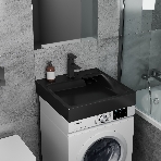 Комплект BAU 4 в 1: раковина над стиральной машиной BAU Stil 60х60,цвет антрацит кронштейны, сифон и смеситель Hotel Black, черный, фото7