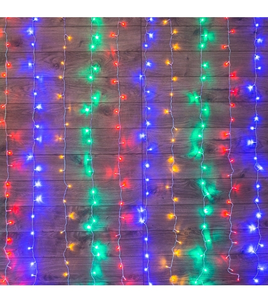 Гирлянда Neon-night 'Светодиодный Дождь' 1,5х1,5м, свечение с динамикой, прозрачный провод, 230 В, диоды МУЛЬТИКОЛОР