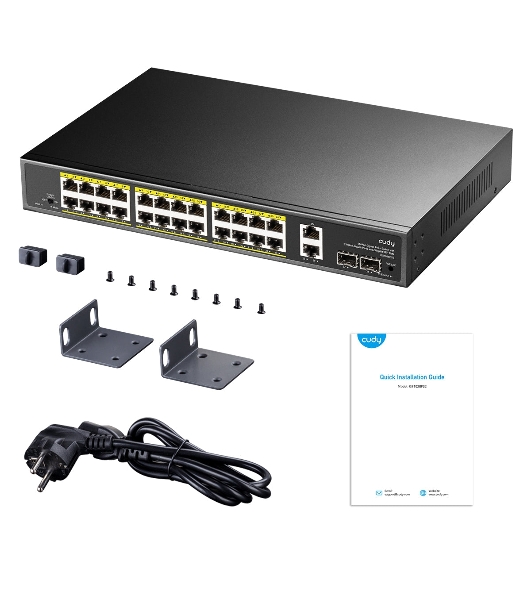 Коммутатор Cudy GS1026PS2, 24×1 Гбит/с, 2×1 Гбит/с Combo (RJ-45/SFP), 2×1 Гбит/с SFP