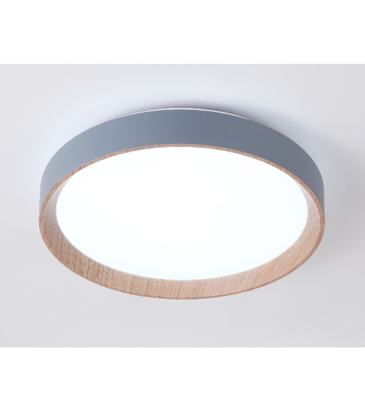 Потолочный светодиодный светильник Ambrella light FZ1320 GR/LWD серый/светлое дерево IP20 41W 3000-6400K D390*70 (ПДУ ИК)