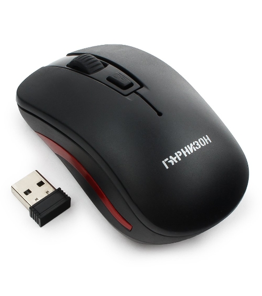 Мышь беспроводная Гарнизон GMW-420 черный, 1600 dpi, радиоканал, USB, кнопки - 4