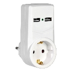 белый адаптер Т-01/01 1 место 2P+PE 16А 2хUSB 2,1A IEK, фото2
