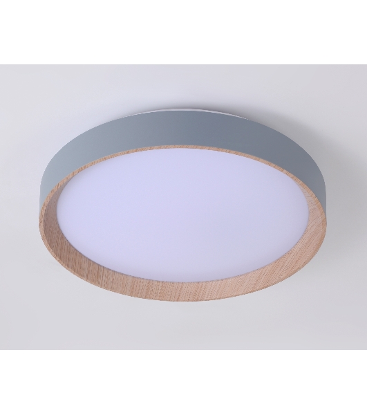 Потолочный светодиодный светильник Ambrella light FZ1320 GR/LWD серый/светлое дерево IP20 41W 3000-6400K D390*70 (ПДУ ИК)