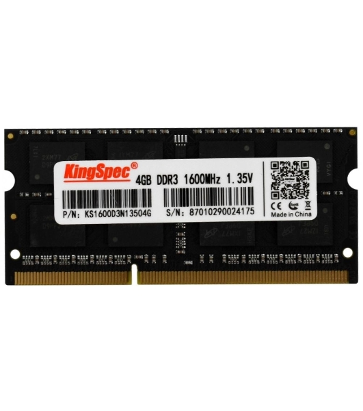 Оперативная память KingSpec, DDR3L, 4GB (1x4 GB), 1600 MHz, CL11, SO-DIMM