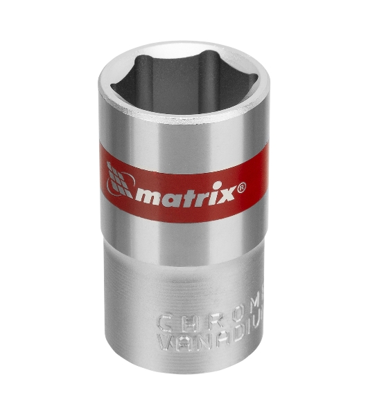 Головка торцевая Matrix, 16 мм, 6-гранная, CrV, под квадрат 1/2', хромированная