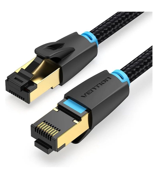 Патч-корд Vention прямой SFTP cat.8 RJ45 - 3 м. черный Тканевая оплетка