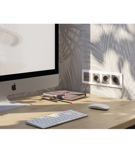 Комплект механизма розетки ALFA Серо-бежевый матовый 2USB A+C 20W (быстрая зарядка) QUANT (AP3710, VM177) MA371010