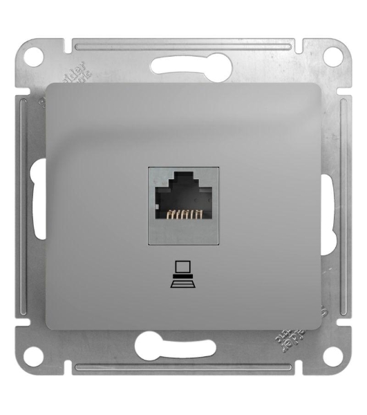 Механизм розетки комп. 1-м СП Glossa RJ45 CAT.5E алюм. SchE GSL000381K