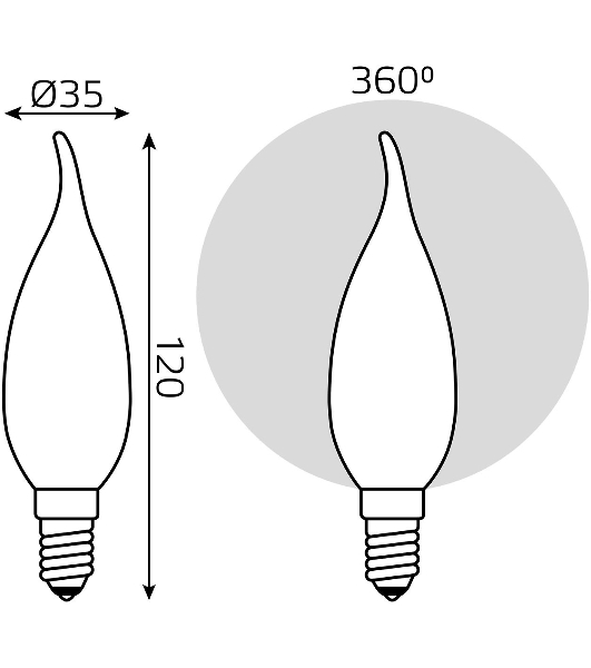 Лампа светодиодная Gauss Filament 104201209-D 9Вт цок.: E14 свеча 220B 4100K св. свеч. белый нейт. (упак.: 10 шт)