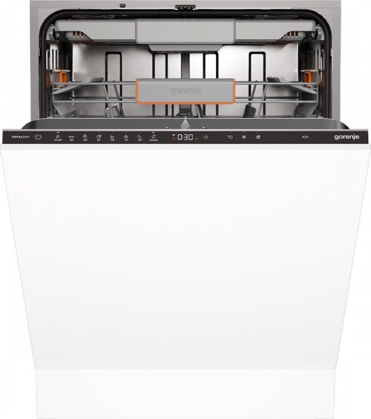 Посудомоечная машина встраиваемая Gorenje GV673B65 16 комплектов, 3 корзины, инверторный мотор, отсрочка старта, Wi-Fi управление, сенсорное управление, полный AquaStop, сенсор уровня воды, энергоэффективность А+++, уровень шума 42 дБ, белый