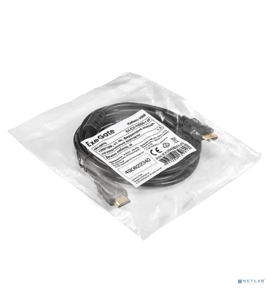 Кабель HDMI ExeGate EX-CC-HDMI-1.5F (19M/19M, 1,5м, v1.4b, ферритовые кольца, позолоченные контакты)
