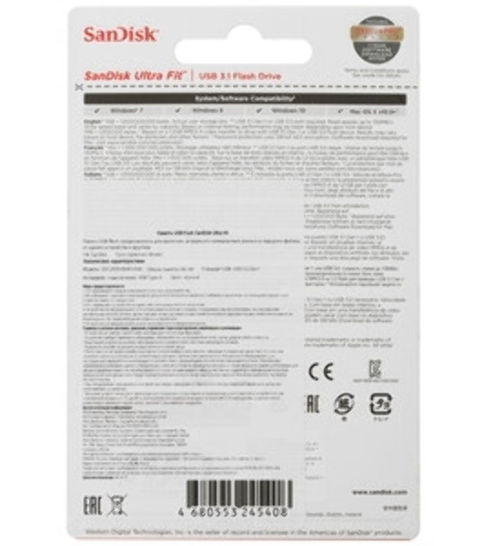 Флешка USB Sandisk 64Gb ULTRA FIT SDCZ430-064G-G46 USB3.1 черный